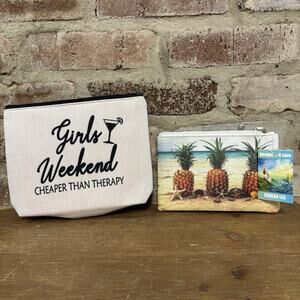 2 Makeup Bags Girls, Weekend, And Pineapples